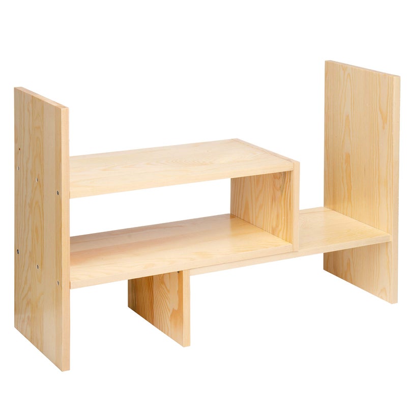 VERGOODR Desktop Organizer Office Storage Rack Adjustable Natural Wood Display Book Shelf Stand Rack Wood Caddy Desk Organizer Set Office Storage Expandable Tabletop - Image 4